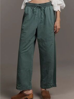 Anthropologie Mixed Media Utility Jogger Washed Drawstring Waist Green